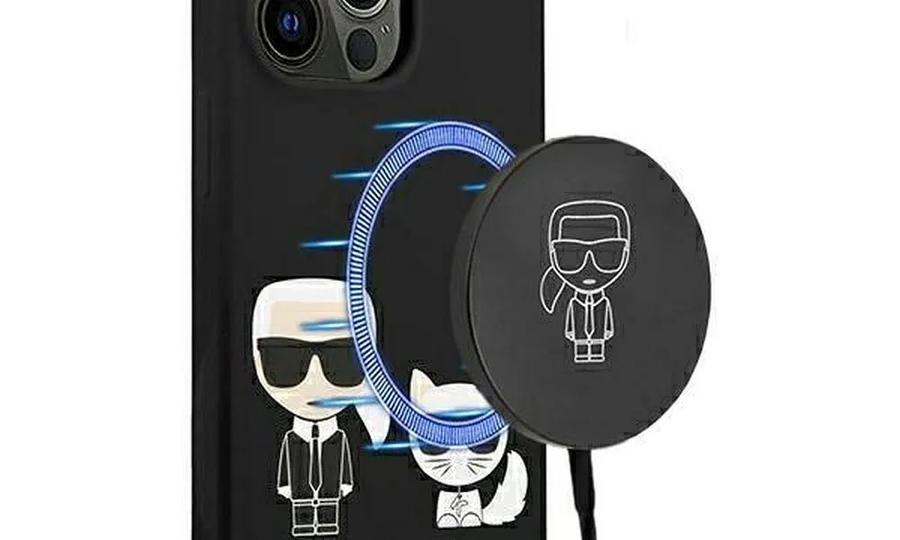 Oryginalne Etui KARL LAGERFELD Hardcase KLHMP13XSSKCK do iPhone 13 PRO MAX (Karl and Choupette + MAG / czarny)