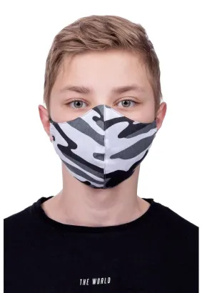 Maska na twarz – profilowana dla dzieci 8-12 lat wzór moro biała