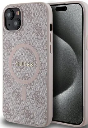 Oryginalne Etui GUESS Hardcase GUHMP15MG4GFRP do iPhone 15 Plus (Kompatybilny z Magsafe / 4G Ring classic logo / różowy)