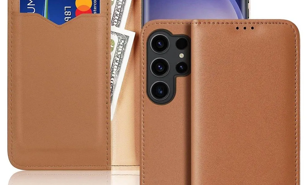 DUX DUCIS Hivo - skórzane etui portfelik do Samsung Galaxy S24 Plus brązowe