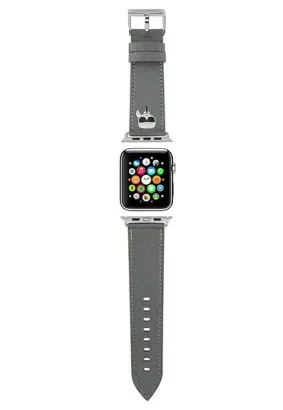 Pasek do Apple Watch silikonowy Karl Lagerfeld SAFFIANO KH 42/44mm KLAWLOKHG srebrny