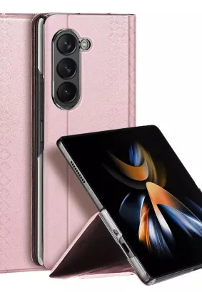 DUX DUCIS Bril - skórzane etui do Samsung Galaxy Z Fold5 5G różowe