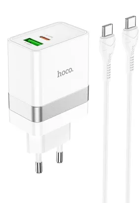 HOCO ładowarka sieciowa Typ C + USB QC3.0 z kablem do Typ C Power Delivery 30W Starter N21 biała