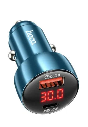 HOCO ładowarka samochodowa USB QC 3.0 + Typ C PD 48W Leader Z50 niebieska