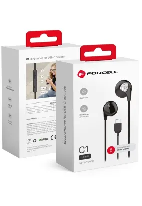 Forcell Zestaw Słuchawkowy Premium Sound C1 USB typ C Czarny [DAC]