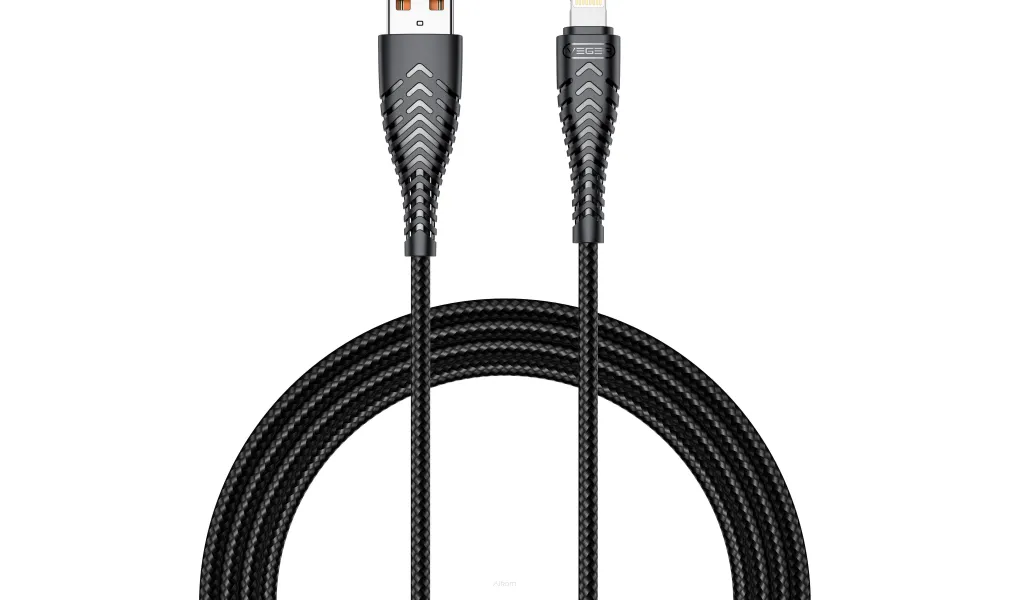 VEGER kabel USB do Apple Lightning 8-pin 2,4A 2,0 V105 1,2m czarny