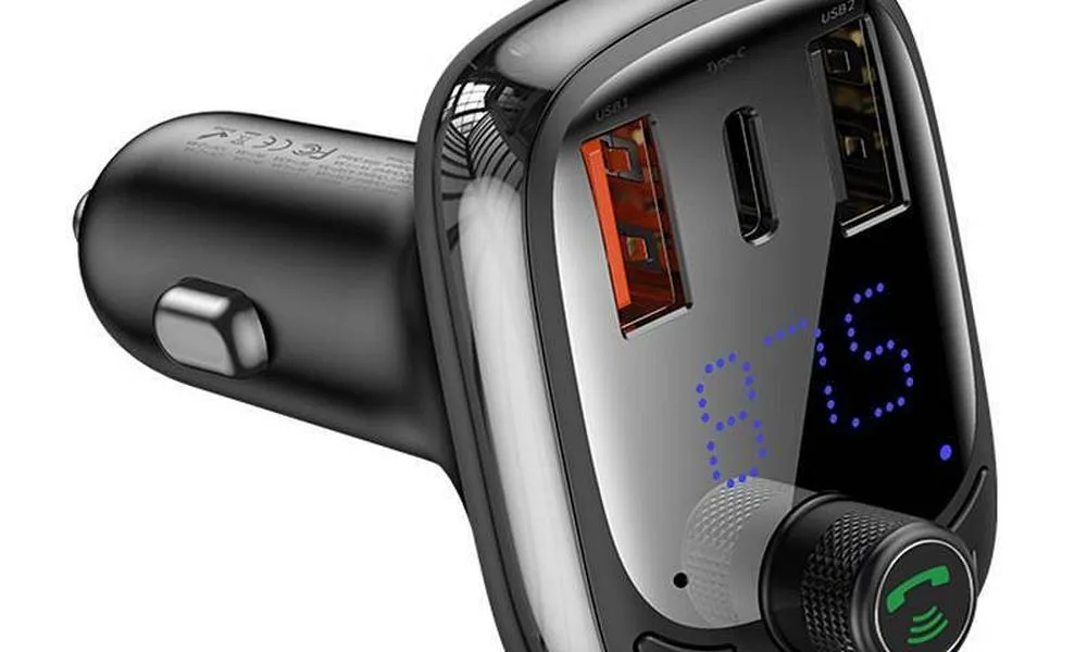 BASEUS Transmiter FM Bluetooth MP3 z ładowarką samochodową 2 x USB + Typ C 5A S-13 czarny CCMT000101 / CCMT000301