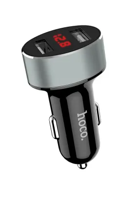 HOCO ładowarka samochodowa 2 x USB z LCD 2,1A Z26 czarna Grzybek