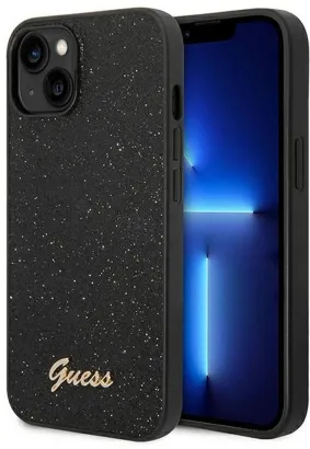Oryginalne Etui GUESS Hardcase GUHCP14SHGGSHK do iPhone 14 (Glitter Flakes Script Metal Logo / czarny)