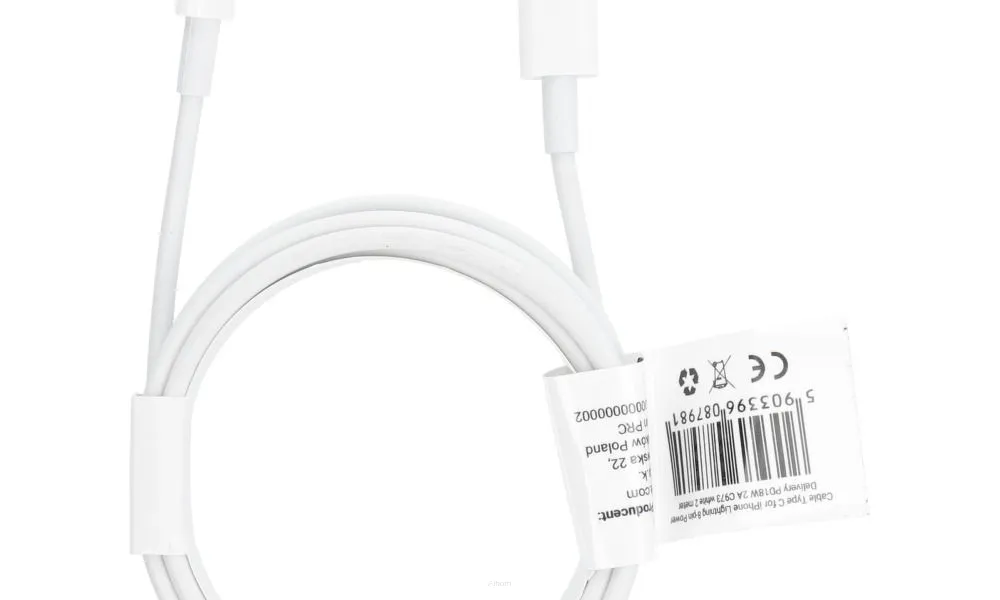 Kabel Typ C do iPhone Lightning 8-pin Power Delivery PD18W 2A C973 biały 2 metry