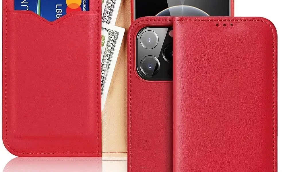 DUX DUCIS Hivo - skórzane etui portfelik do Apple iPhone 13 Pro czerwone