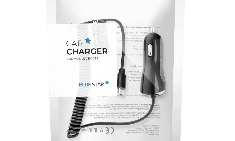 Ładowarka Samochodowa Micro USB 1A Uniwersalna Blue Star