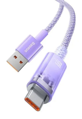 BASEUS kabel USB do Typ C Power Delivery Explorer 100W 1m fioletowy CATS010405