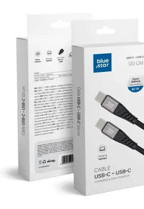 Kabel Blue Star z oplotem ze złączem USB C do USB C 3A 60W