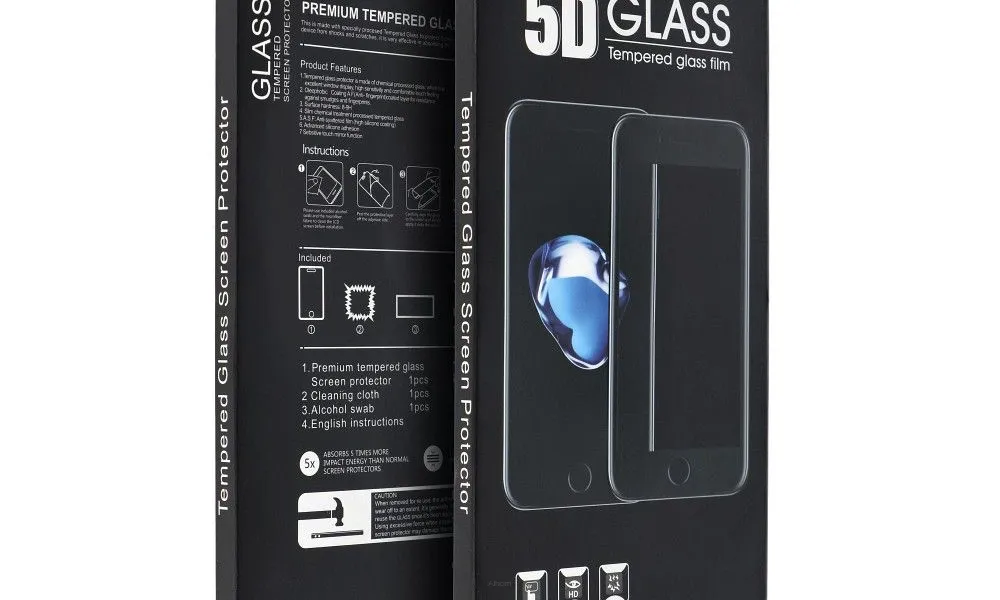 5D Full Glue Tempered Glass - do Huawei P40 Lite E czarny