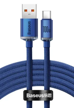 BASEUS kabel USB do Typ C PD100W Power Delivery Crystal Shine CAJY000503 2m niebieski