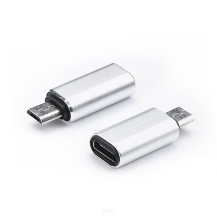 Adapter ładowarki Typ C do Micro USB srebrny