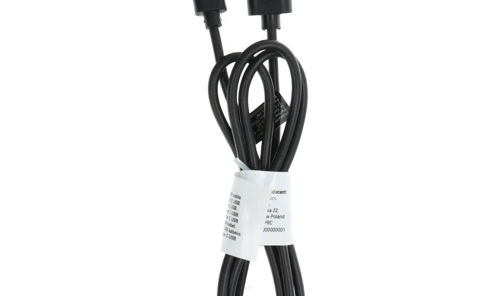 Kabel USB - Typ C 2.0 C366 1 metr czarny (długa koncówka 8mm)