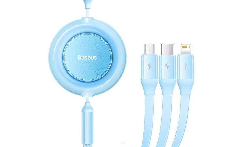 BASEUS kabel USB do Micro/Lighting/Typ C 3w1 Bright Mirror 2 Power Delivery 1.1m niebieski CAMJ010017