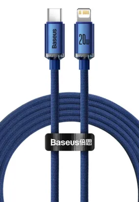 BASEUS kabel Typ C do Apple Lightning 8-pin PD20W Power Delivery Crystal Shine CAJY000303 2m niebieski