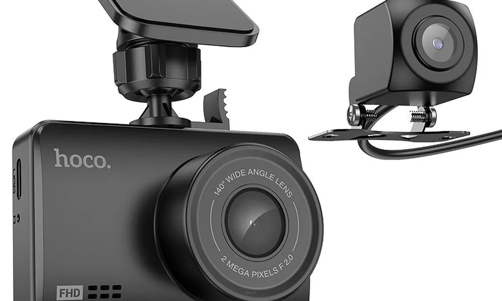 HOCO kamera samochodowa + kamera wsteczna z LCD Driving DV3 czarna