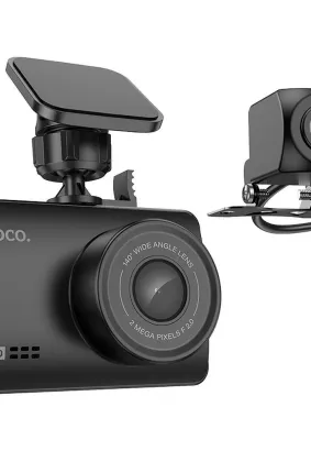 HOCO kamera samochodowa + kamera wsteczna z LCD Driving DV3 czarna