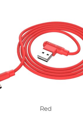 HOCO kabel USB do Typ C kąt 90 stopni Pleasure Silicone X46 czerwony