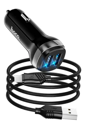 HOCO ładowarka samochodowa 2x USB + kabel USB A do Micro 2,4A Z40 czarna