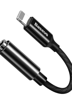 BASEUS adapter audio/HF z iPhone Lightning 8-pin na Jack 3,5mm (żeński) CALL3-01 czarny