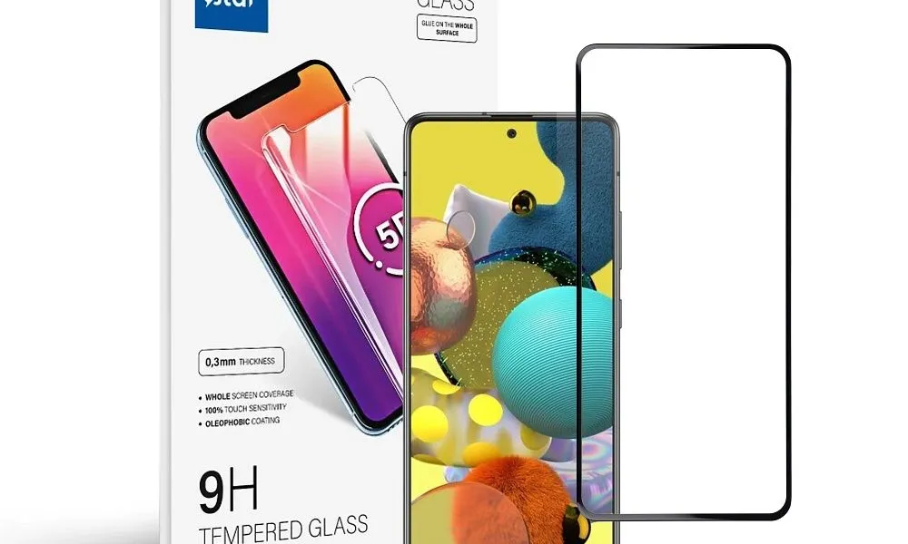 Szkło hartowane Blue Star 5D - do Samsung A51 (full glue/case friendly) - czarny