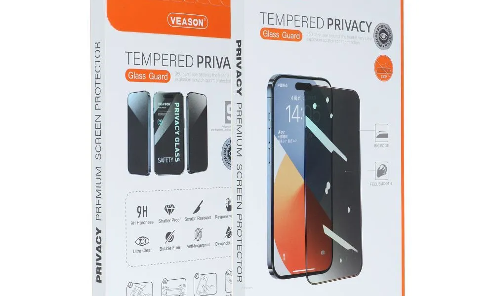 Szkło Hartowane 6D Pro Veason Privacy Glass - do Iphone 7 / 8 / SE 2020 / SE 2022 czarny