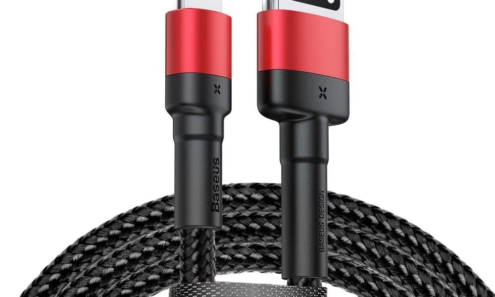 BASEUS kabel USB Cafule do iPhone Lightning 8-pin 2,4A CALKLF-G91 1 metr czerwono-czarny