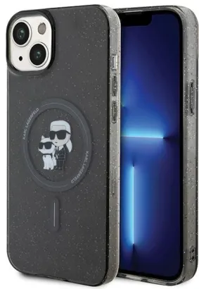 Oryginalne Etui KARL LAGERFELD Hardcase KLHMP15MHGKCNOK do iPhone 15 PLUS (Glitter + MAG / czarny)
