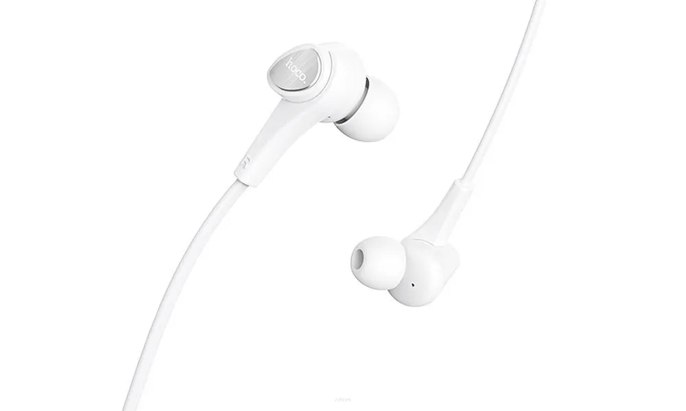 HOCO zestaw słuchawkowy / słuchawki dokanałowe jack 3,5mm z mikrofonem M66 białe