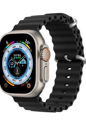 DUX DUCIS Ocean Wave - sportowy pasek silikonowy do Apple Watch 42/44/45mm czarny
