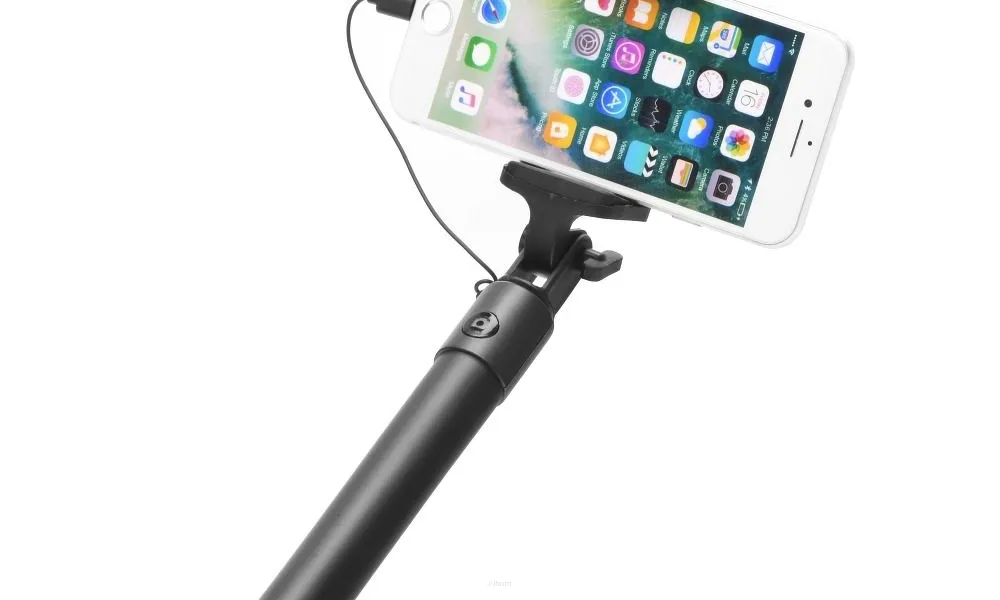 Zestaw / uchwyt selfie z pilotem w rączce pasuje Iphone Lightning 8-pin czarny