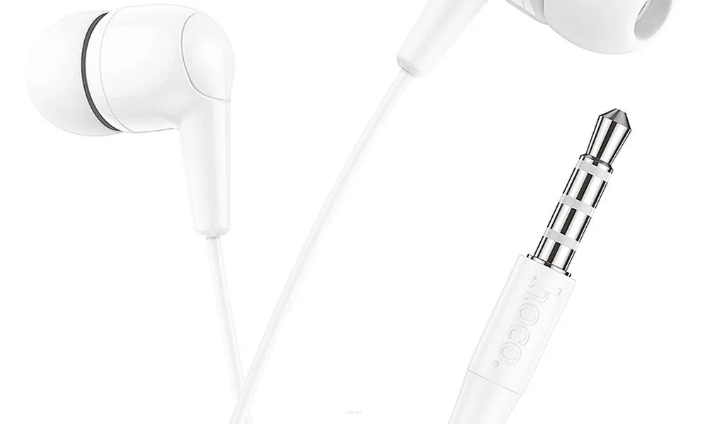 HOCO zestaw słuchawkowy / słuchawki dokanałowe jack 3,5mm z mikrofonem M97 białe