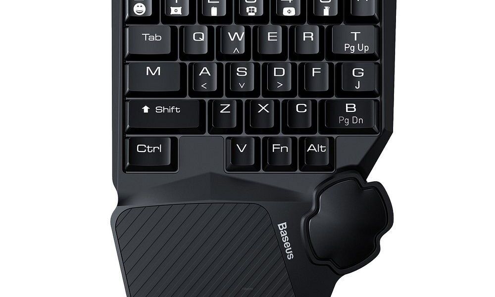 BASEUS klawiatura podświetlana mechaniczna dla graczy gamingowa GAMO One-Handed czarny GMGK01-01