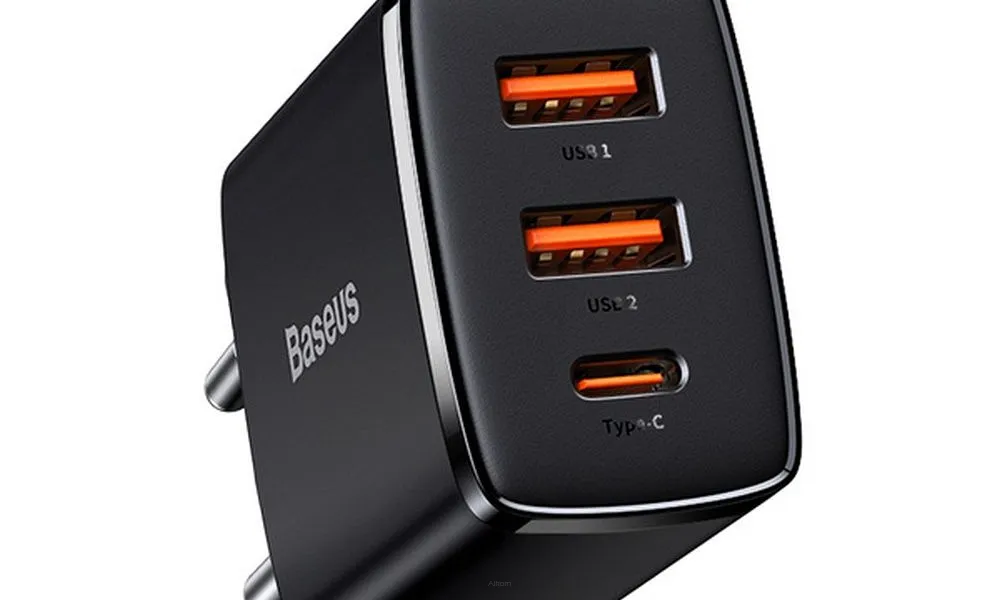 BASEUS ładowarka sieciowa 2x USB + Typ C Compact PD 30W czarna CCXJ-E01