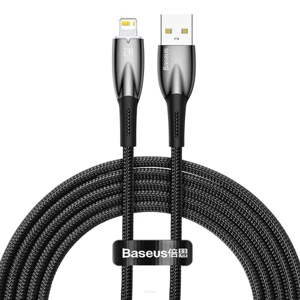 BASEUS kabel USB A do Apple Lightning 8-pin 2,4A Glimmer Series CADH000301 2m czarny