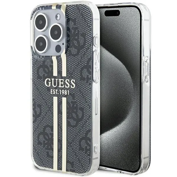 Oryginalne Etui GUESS Hardcase GUHCP15LH4PSEGK do iPhone 15 Pro (4G Gold  Stripe / czarny)
