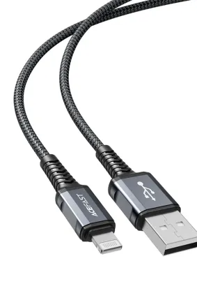 ACEFAST kabel USB A do Lightning 8-pin MFi 2,4A ze stopu aluminium C1-02 1,2 m szary