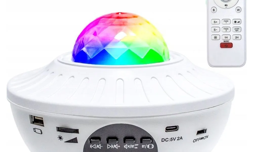 Projektor GWIAZD LED / Disco z głosnikiem bluetooth + pilot + USB BTM0504-B / HD-SPL biale