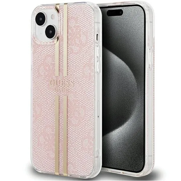Oryginalne Etui GUESS Hardcase GUHCP15MH4PSEGP do iPhone 15 Plus (4G Gold  Stripe / różowy)