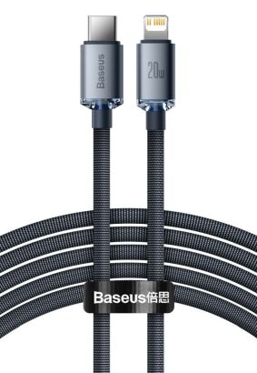BASEUS kabel Typ C do Apple Lightning 8-pin PD20W Power Delivery Crystal Shine CAJY000301 2m czarny