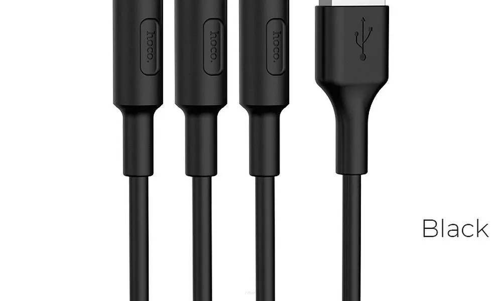 HOCO kabel USB 3w1 do iPhone Lightning 8-pin + Micro + Typ C Soarer X25 1 metr czarny