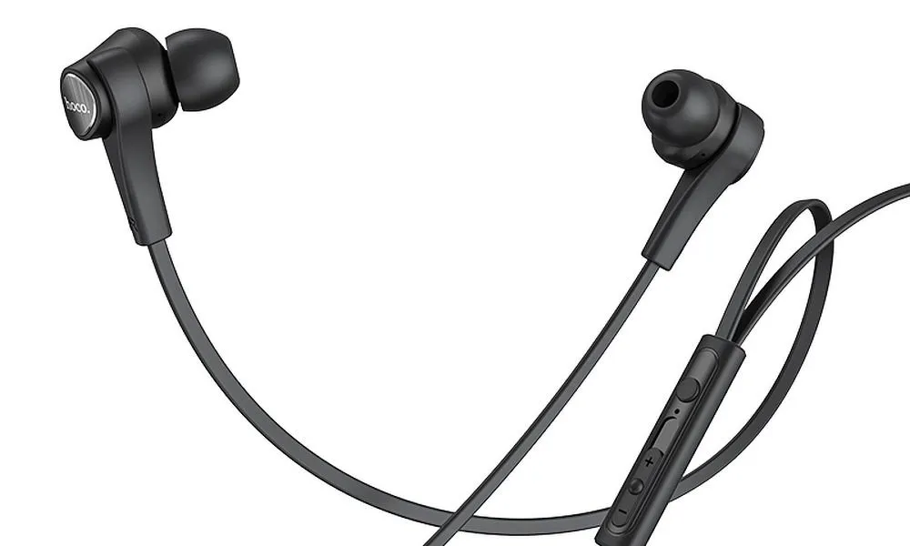 HOCO zestaw słuchawkowy / słuchawki dokanałowe jack 3,5mm z mikrofonem M66 czarne