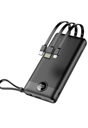 Bateria zewnętrzna (Powerbank) VEGER C10 - 10 000mAh (Micro + Typ C + Lightning 8-pin) czarny (W1116)