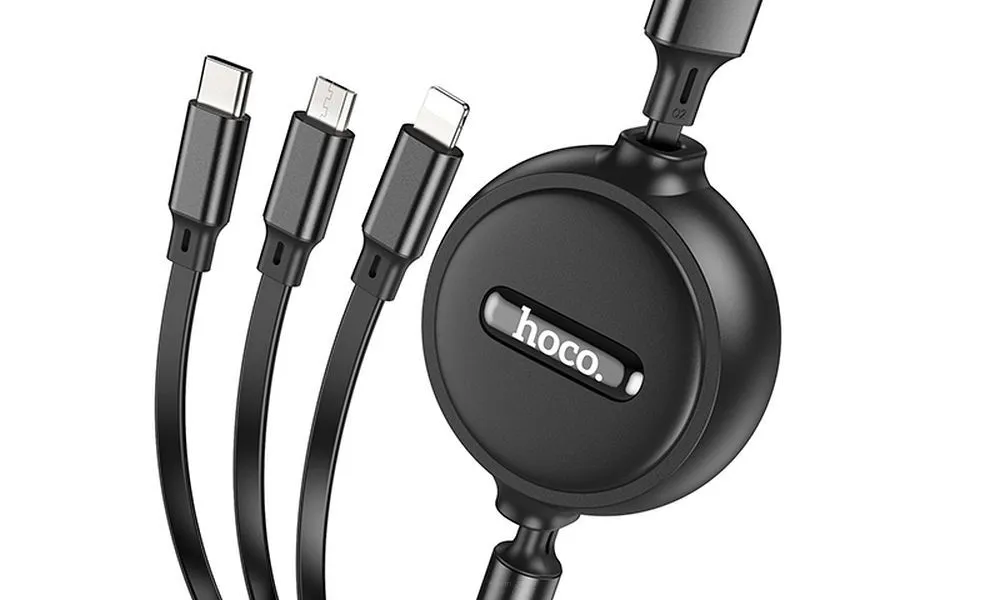 HOCO kabel USB 3w1 do iPhone Lightning 8-pin + Micro + Typ C X75 czarny