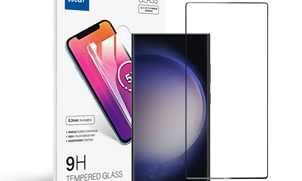 Szkło hartowane Blue Star 5D - do Samsung Galaxy S23 Ultra (full glue/case friendly) - czarny